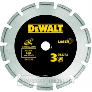 DT3763 Diamantový laser kotouč 230x22,2 mm na mokré i suché řezání tvrdých materiálů/žuly DeWALT gallery main image