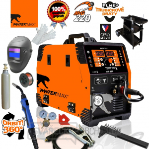 PanterMax MIG220 - MIG/TIG/MMA + Hořák + Kabely + Ventil + Kukla + Vozík + Drát + Magnet + Rukavice + Plná lahev CO2  gallery main image