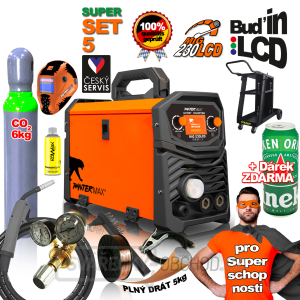 PANTERMAX MIG230LCD invertorová svářečka MIG/TIG/MMA + Kukla + Red. Ventil + Drát 5kg + Co2 Láhev + Podvozek + Hořá gallery main image