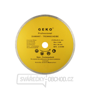 Kotouč diamantový řezný celoobvodový Geko, 250x25,4mm  gallery main image