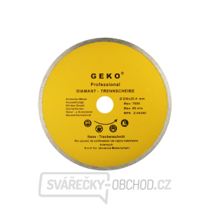 Kotouč diamantový řezný celoobvodový GEKO, 200x8x25,4mm  gallery main image