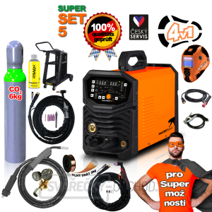 MULTIFUNKČNÁ invertorová zváračka MIG/TIG/MMA/PLAZMA SET5 PANTERMAX PanterWeld®4v1 200 + Kukla + Red. Ventil + Drôt 5kg + Co2 Fľaša plná + Podvozok + Sep. Sprej + Horáky + Káble + Elektróda gallery main image