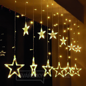 Solight LED vonkajší vianočný záves, hviezdy, šírka 3m, 123LED, IP44, 3xAA, teplá biela gallery main image