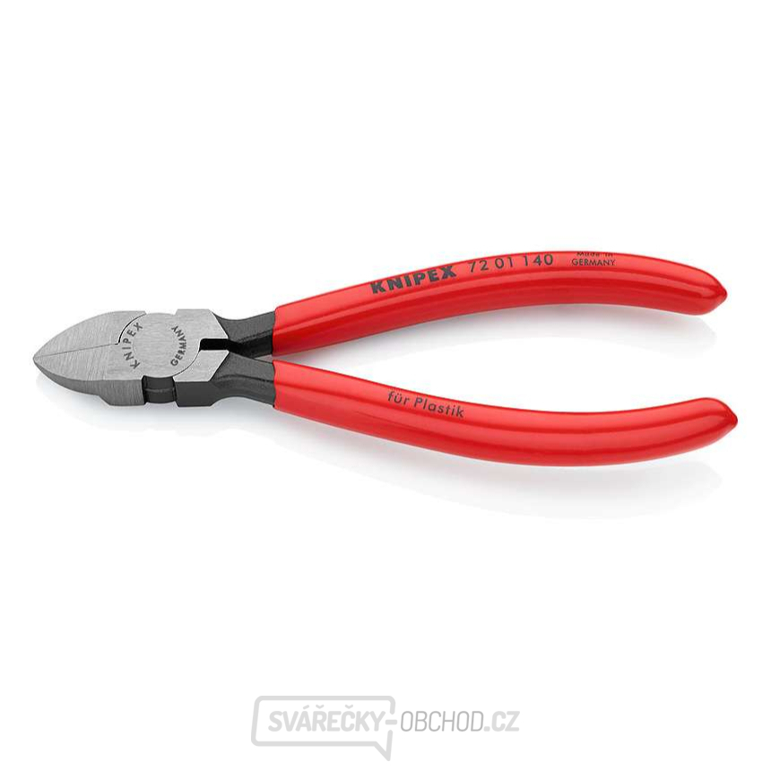 Boční štípací kleště na plasty 140 mm KNIPEX 72 01 140 - leštěná hlava, plastové návleky