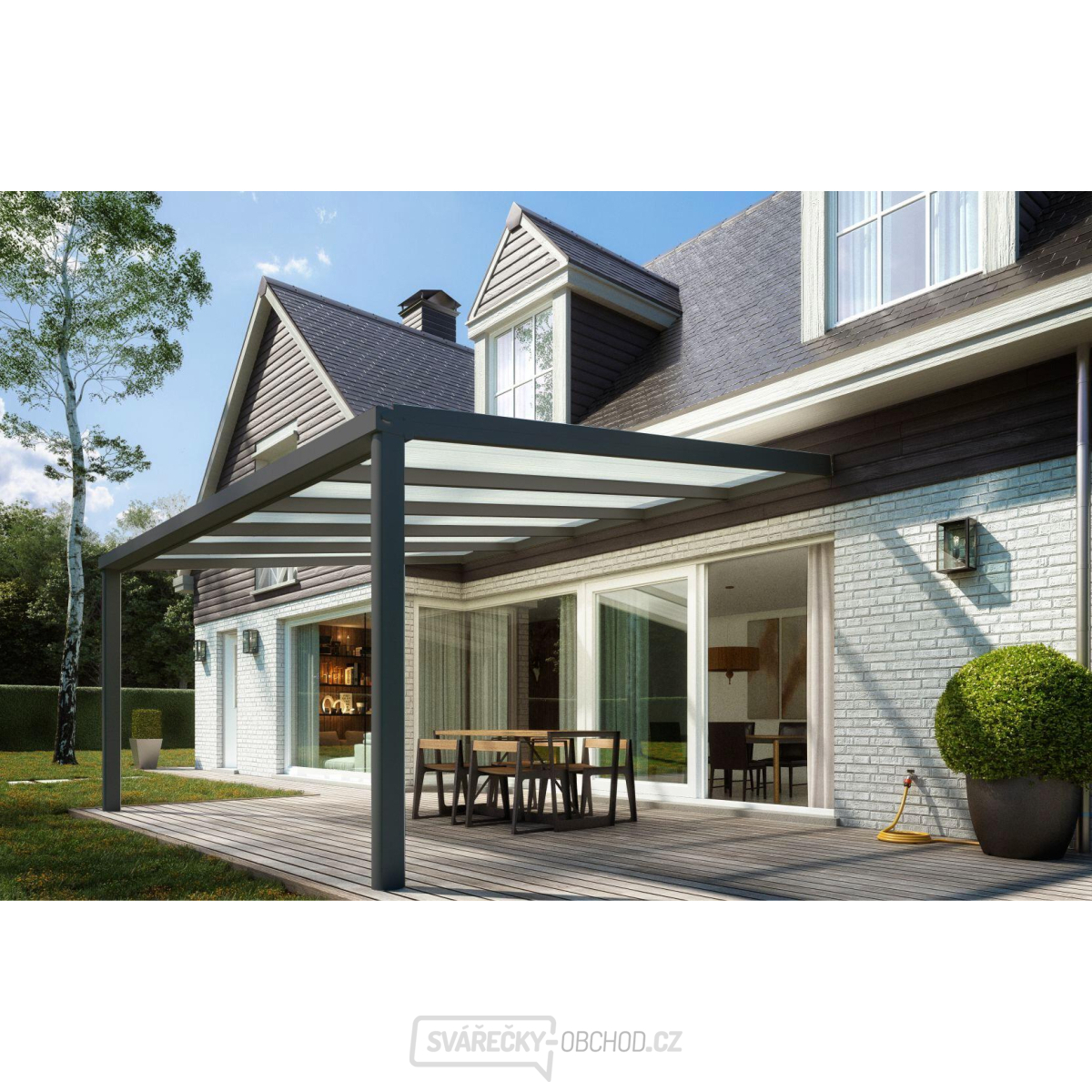 hliníková pergola SKYLUX CLIMALUX 4,0 x 3,0 m antracit + bronz PC LG3754