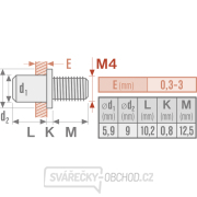 Šrouby nýtovací ocelové sada 50ks, M4x12mm Náhled