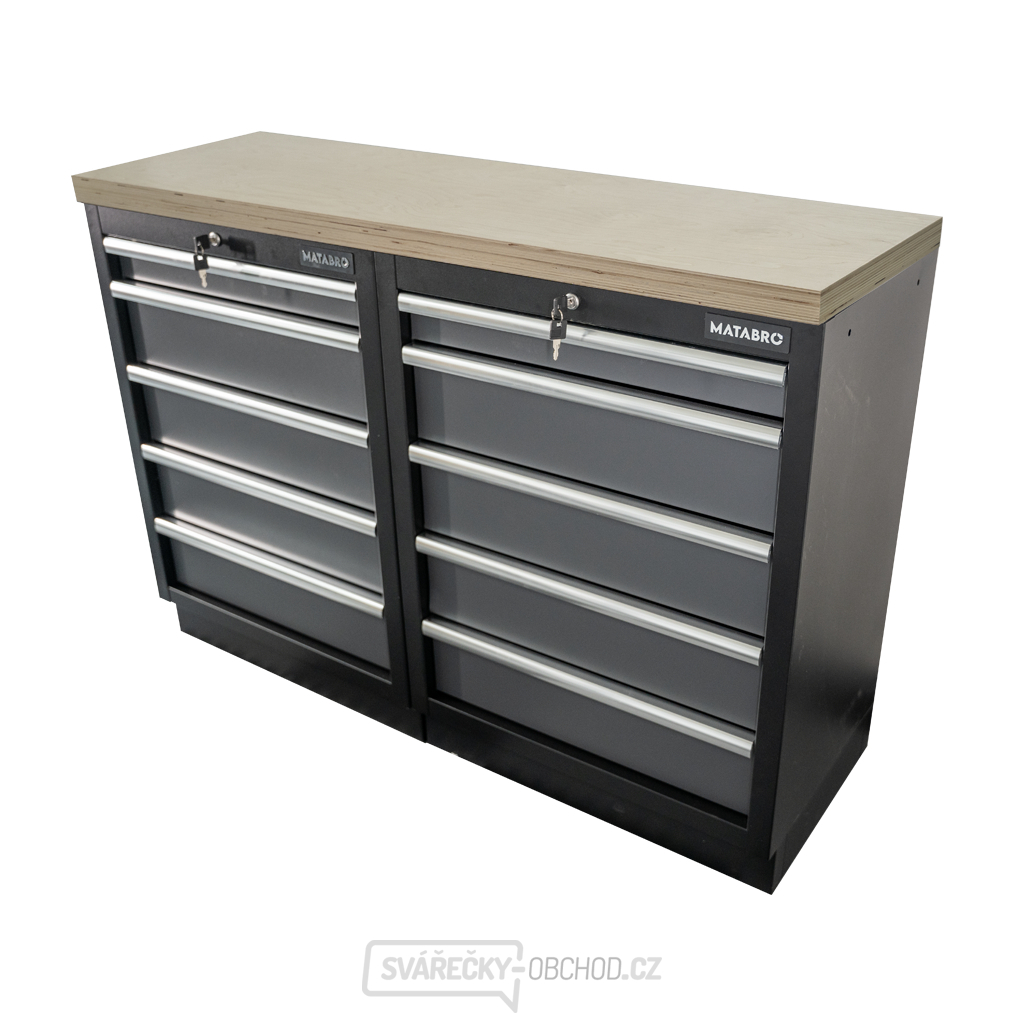 AKČNÍ SET Dílenské skříňky MB-TGC1305 s dřevěnou pracovní deskou MB-TGW53