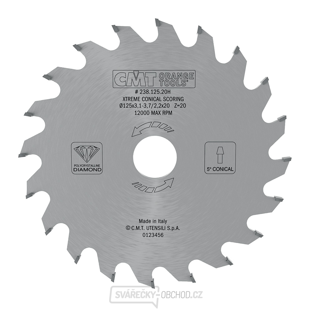 CMT Xtreme Diamantový předřezový kotouč kónický - D120x3,1-3,7 d20 Z20