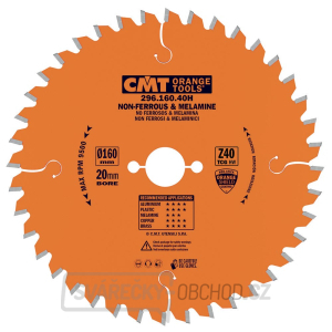 CMT Orange Pilový kotouč na lamino, plast a neželezné kovy - D160x2,2 d20 Z40 HW gallery main image