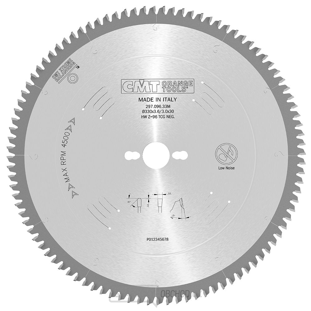 CMT Pilový kotouč na lamino, plast a neželezné kovy - D350x3,2 d30 Z108 HW Odhlučněný