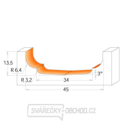 CMT C970 Čelní fréza na výplně dvířek - D45 d2=34 I13,5 R3,2-6,4 S=12 Náhled