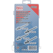 Souprava slepých nýtů BGS 8058 | hliník | 2,4 - 4,8 mm | 400dílná Náhled