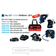 Ferm aku sada nářadí B, taška RPI-531, přímočará pila JSM1036, excentrická bruska ESM1013, okružní pila CSM1048, kompres gallery main image
